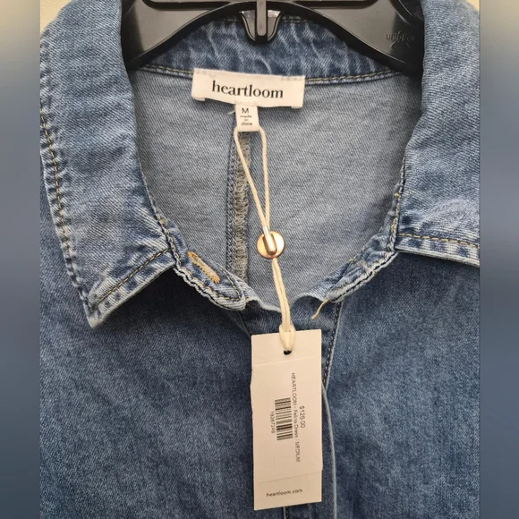Heartloom Denim Shirt Dress with Tie Waist - Blue MEDIUM - Picture 5 of 6